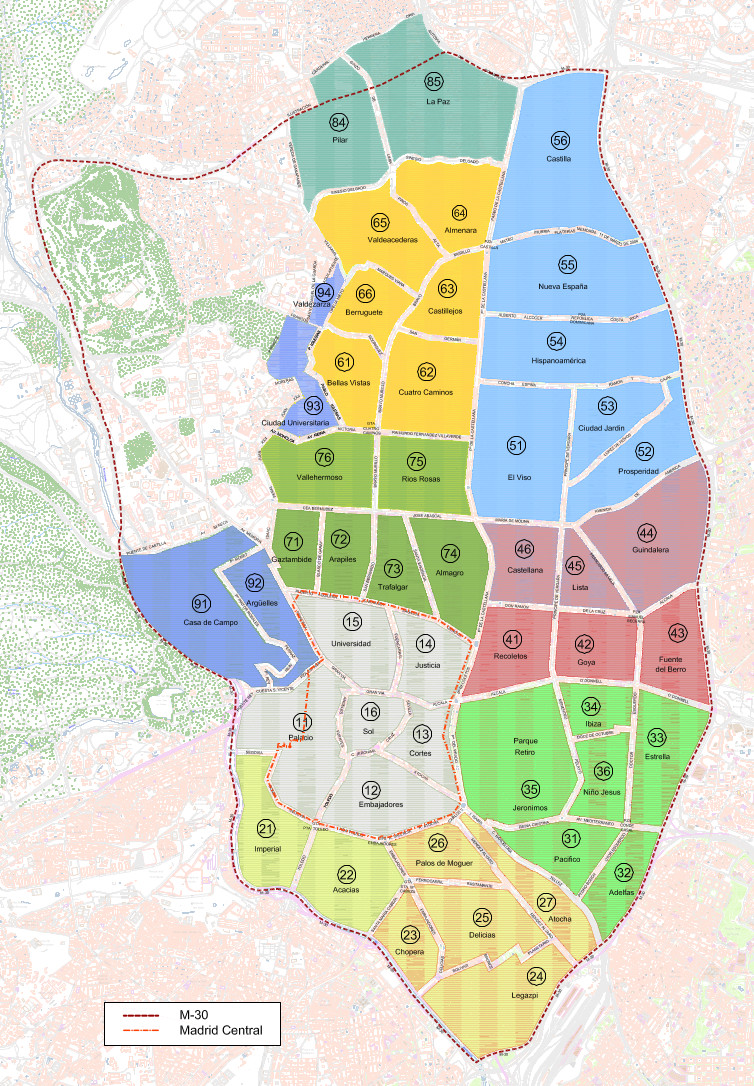 mapa de la zona azul de Madrid